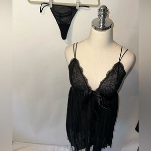 NWT Victoria’s Secret Black LingerieBaby Doll Teddy with G String Valentine